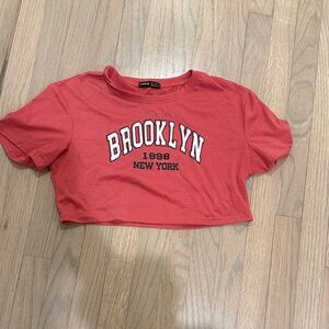 SHEIN Red Graphic Crop Top